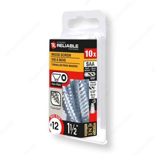 WOOD SCREW #12 1 1/2" 10PK