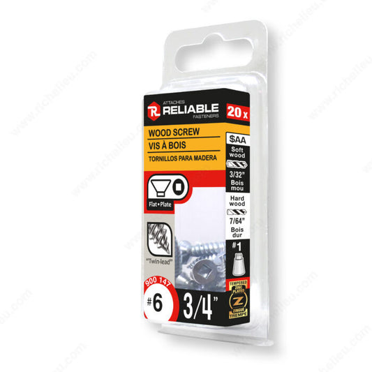 WOOD SCREW #6 3/4'' 20PK