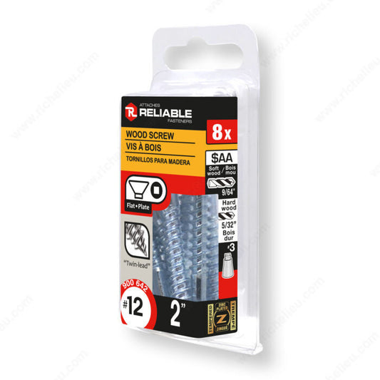 WOOD SCREW #12 2'' 8PK