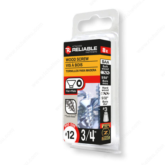 WOOD SCREW #12 3/4'' 8PK