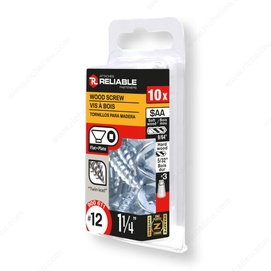 WOOD SCREW #12 1 1/4'' 10PK