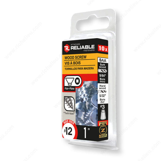 WOOD SCREW #12 1'' 10PK