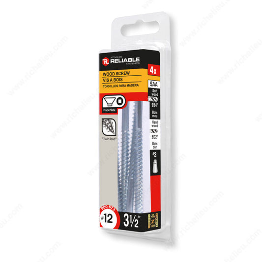 WOOD SCREW #12 3 1/2'' 4PK