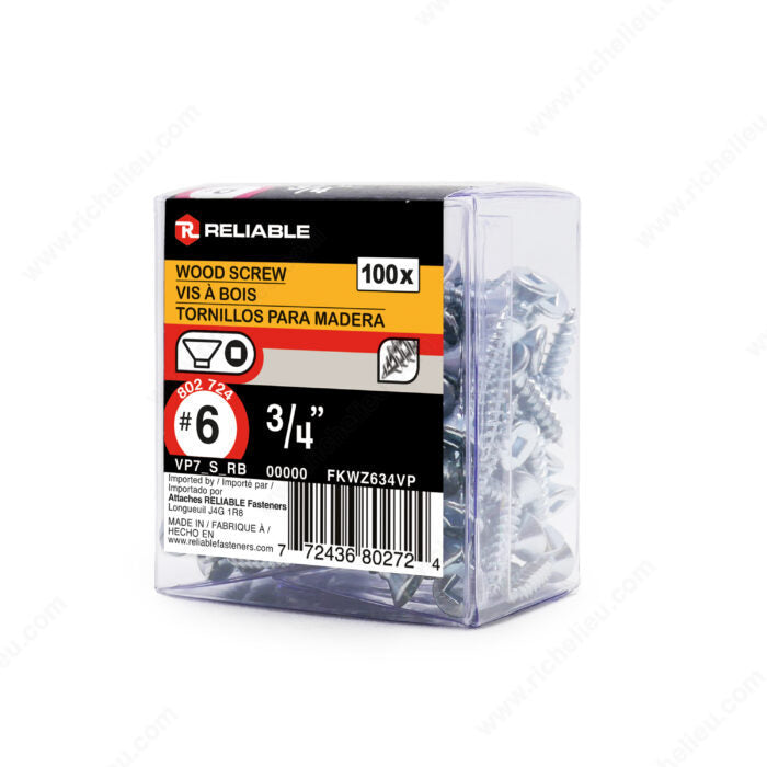 WOOD SCREWS #6 3/4'' 100PK