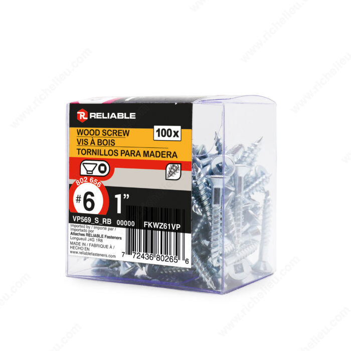 WOOD SCREWS #6 1'' 100PK