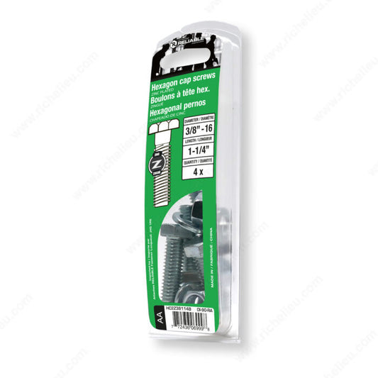 HEXAGON CAP SCREWS 3/8'' BY 1 1/4'' 4PK
