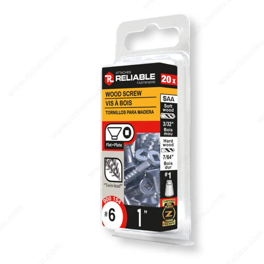 WOOD SCREWS #6 1'' 20PK