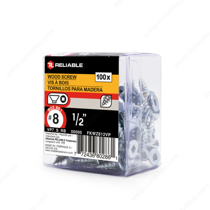 WOOD SCREWS #8 1/2'' 100PK