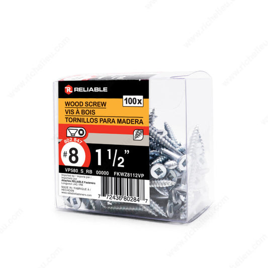 WOOD SCREWS #8 1 1/2'' 100PK