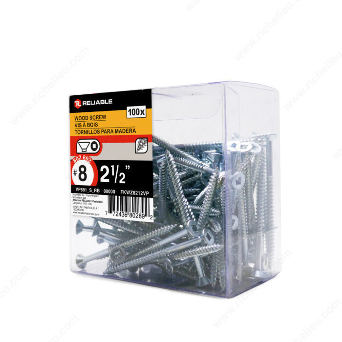 WOOD SCREWS #8 2 1/2'' 100PK