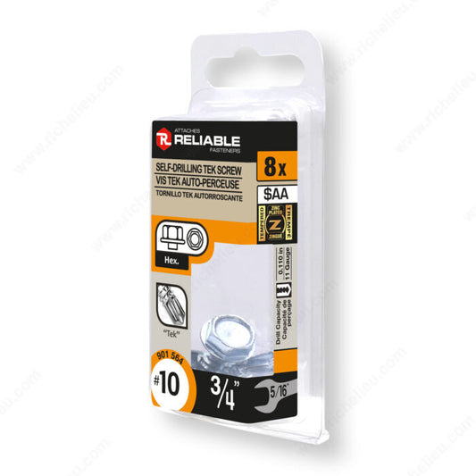 SELF DRILLING TEK SCREW #10 3/4" 8PK