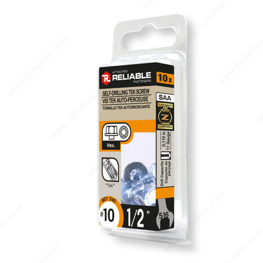 SELF DRILLING TEK SCREW #10 1/2" 10PK