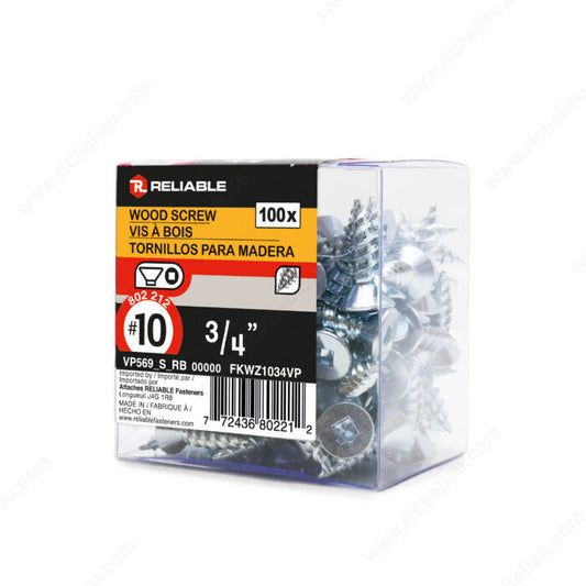 WOOD SCREWS #10 3/4'' 100PK