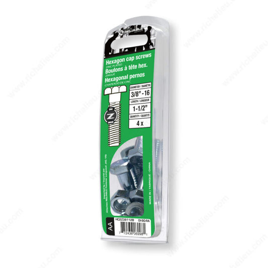 HEXAGON CAP SCREWS 3/8'' BY 1 1/2'' 4PK