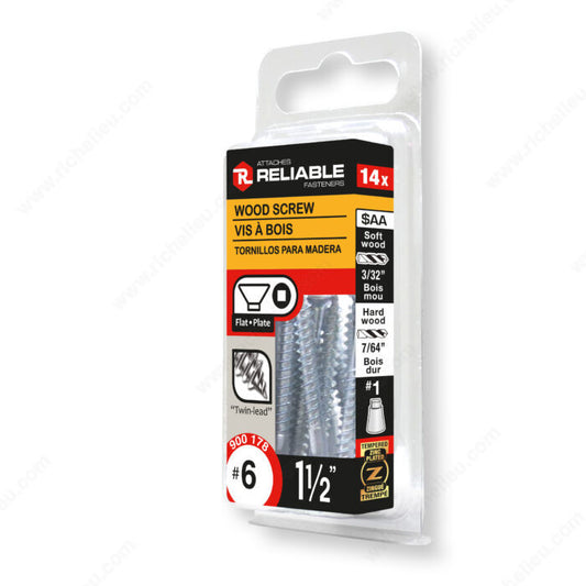 WOOD SCREW #6 1 1/2'' 14PK