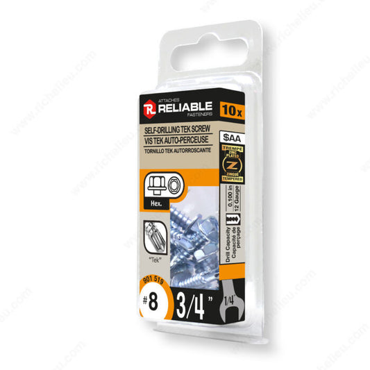 SELF DRILLING TEK SCREW #8 3/4" 10PK