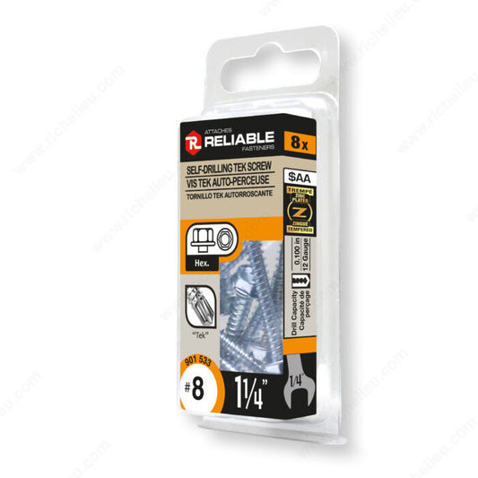SELF DRILLING TEK SCREW #8 1 1/4" 8PK