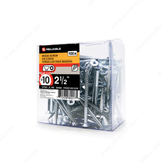 WOOD SCREWS #10 2 1/2'' 100PK