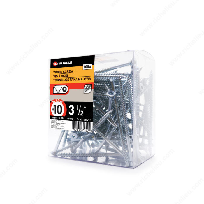 WOOD SCREWS #10 3 1/2'' 100PK