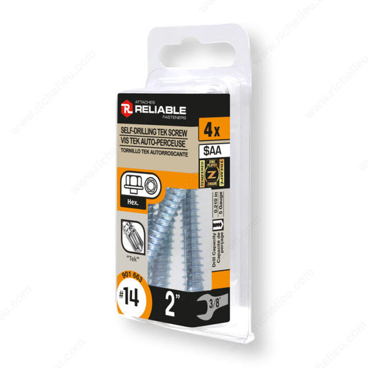 SELF DRILLING TEK SCREW #14 2" 4PK