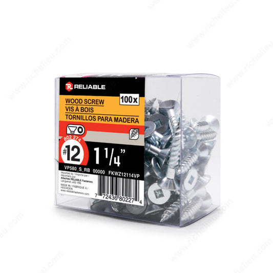 WOOD SCREWS #12 1 1/4'' 100PK