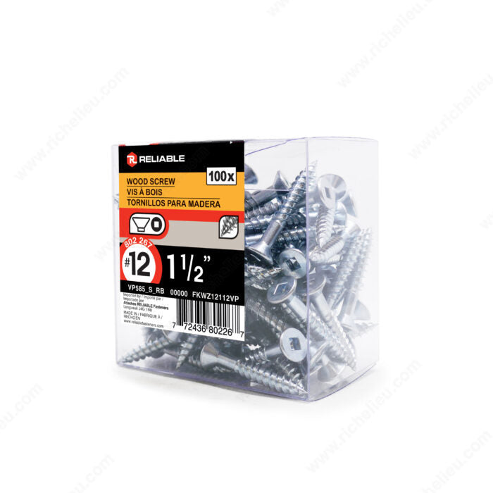 WOOD SCREWS #12 1 1/2'' 100PK