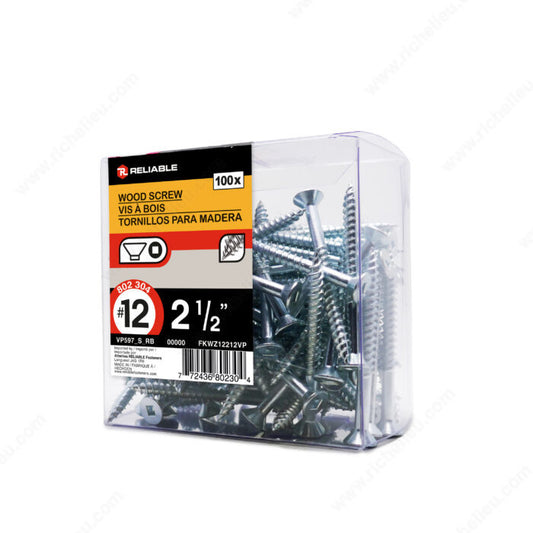WOOD SCREWS #12 2 1/2'' 100PK
