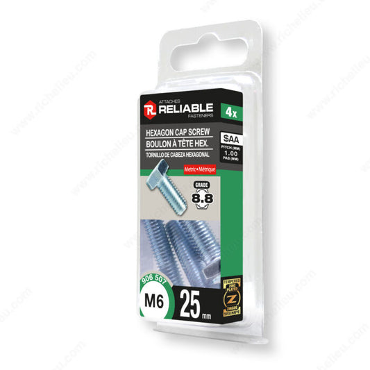 HEXAGON CAP SCREW M6 25MM 4PK