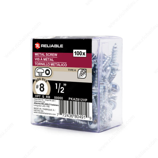 METAL SCREWS #8 1/2'' 100PK