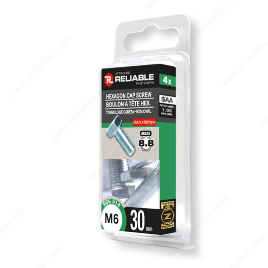 HEXAGON CAP SCREW M6 30MM 4PK