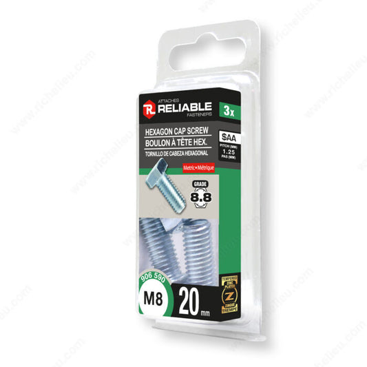 HEXAGON CAP SCREW M8 20MM 3PK