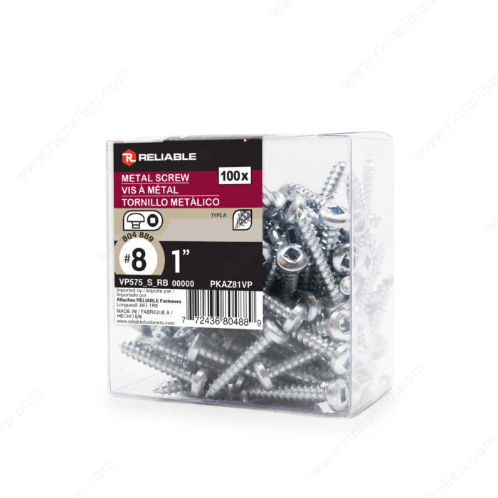 METAL SCREWS #8 1'' 100PK