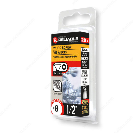 WOOD SCREW #8 1/2'' 20PK