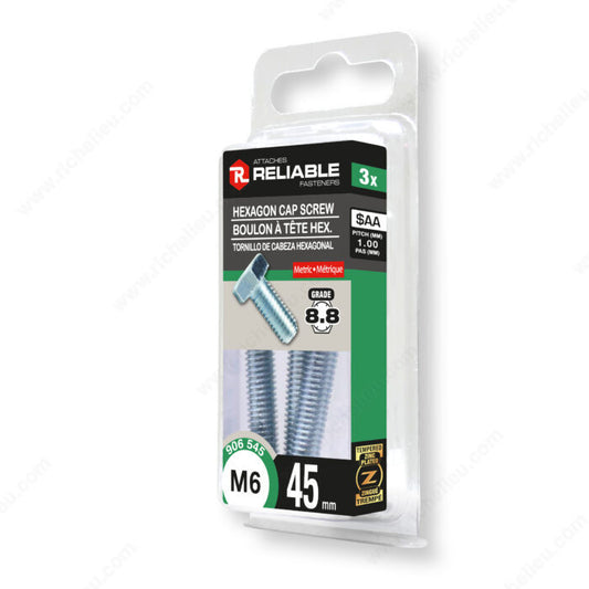 HEXAGON CAP SCREW M6 45MM 3PK