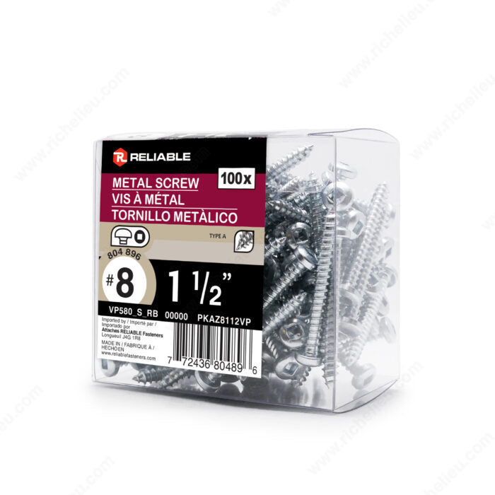 METAL SCREWS #8 1 1/2'' 100PK