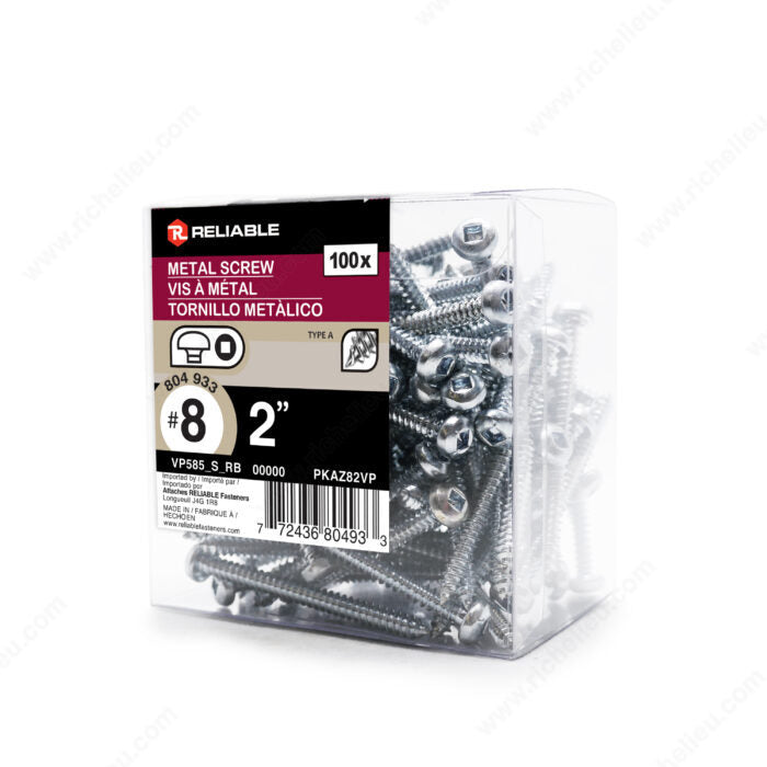 METAL SCREWS #8 2'' 100PK