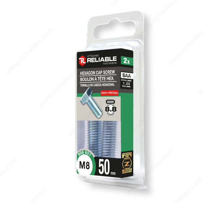 HEXAGON CAP SCREW M8 50MM 2PK