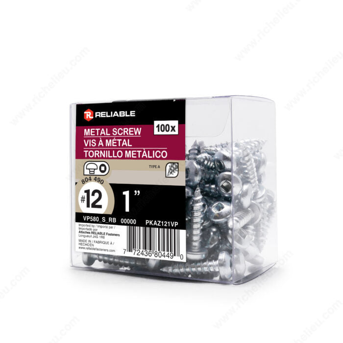 METAL SCREWS #12 1'' 100PK