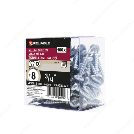 METAL SCREWS #8 3/4'' 100PK