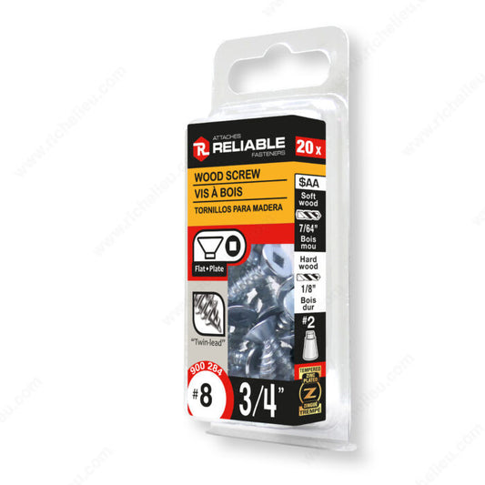WOOD SCREW #8 3/4'' 20PK