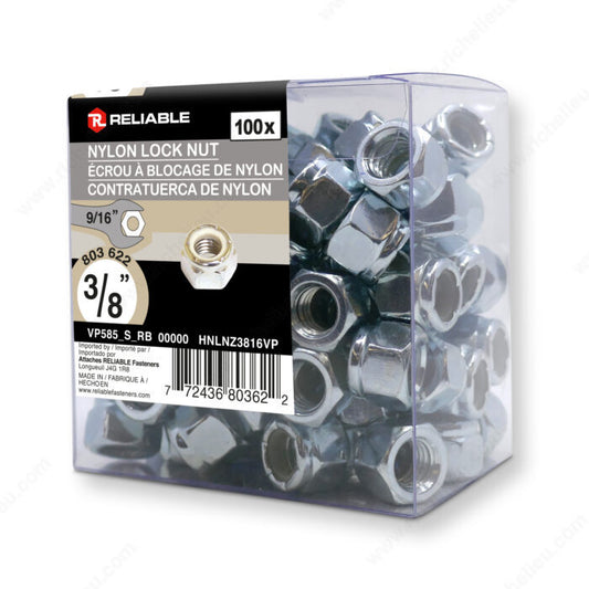 NYLON LOCK NUT 3/8'' 100PK