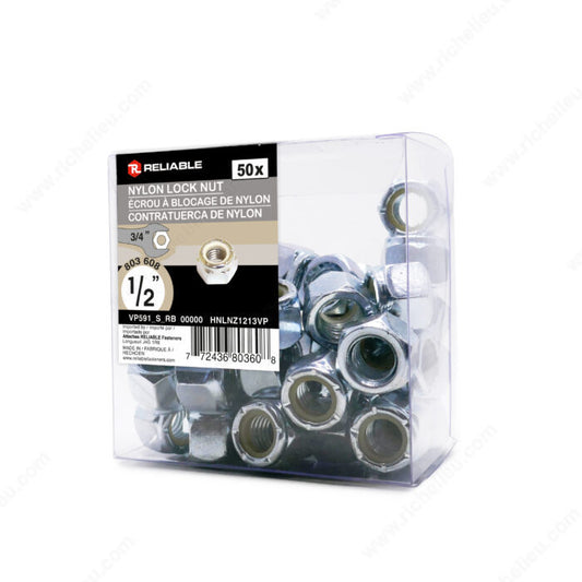 NYLON LOCK NUT 1/2'' 50PK