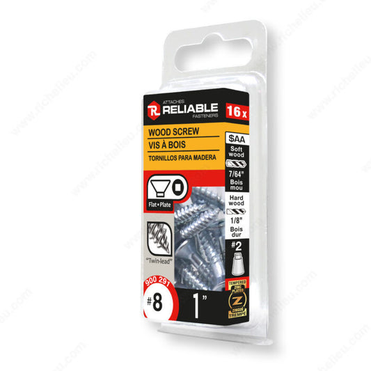 WOOD SCREW #8 1" 16PK