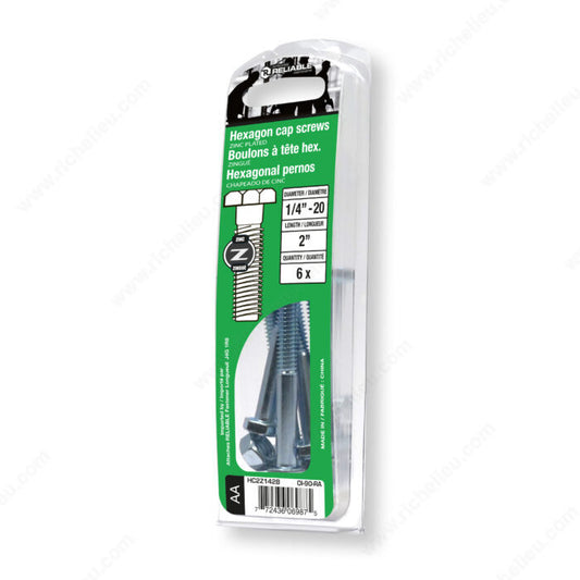 HEXAGON CAP SCREWS 1/4'' BY 2'' 6PK