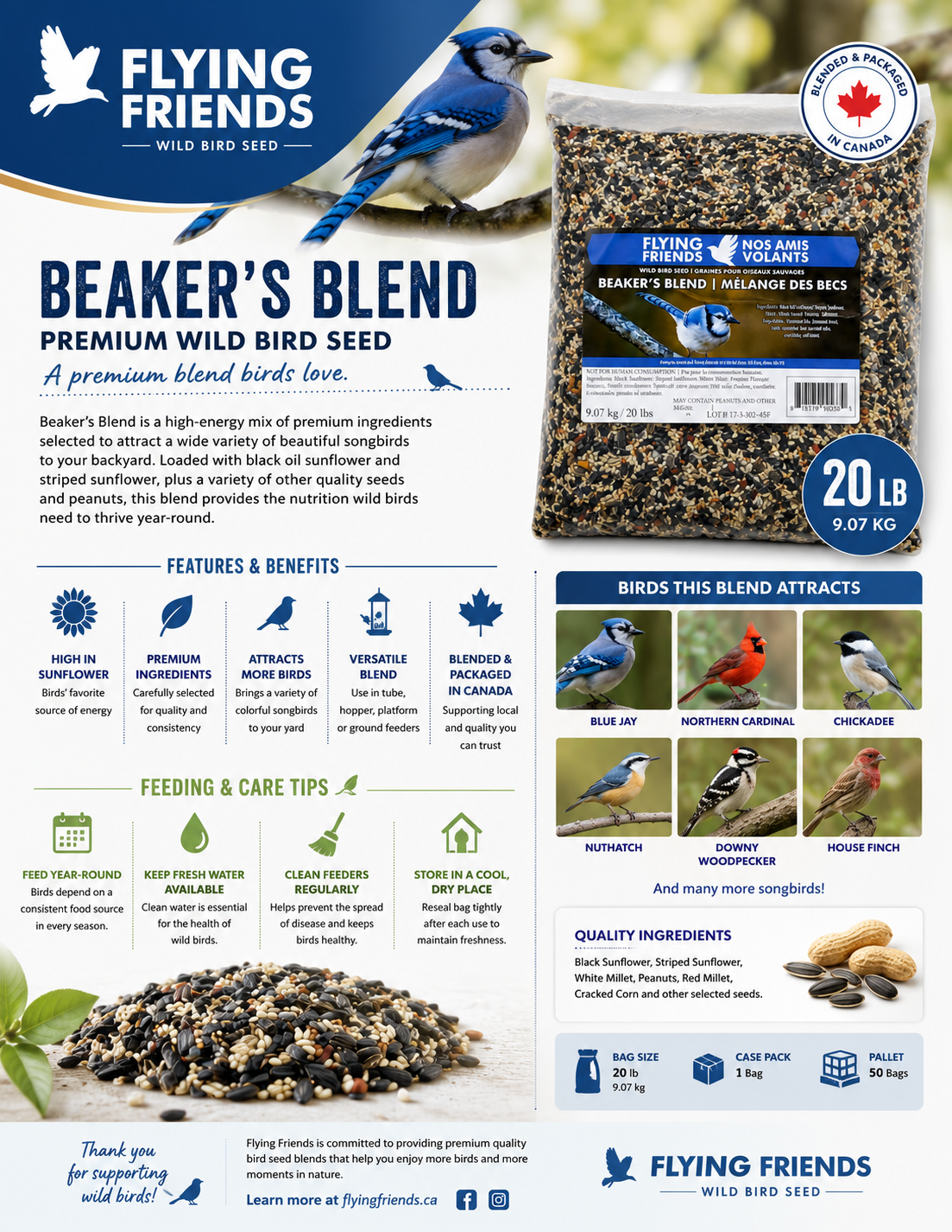 BEAKERS BLEND PREMIUM WILD BIRD SEED 9.07KG (20LBS)