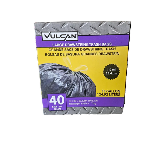 Vulcan Large Drawstring Trash Bags – 33 Gallon (40 Pack)