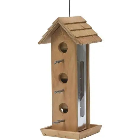 TIN JAY WOODEN BIRD FEEDER