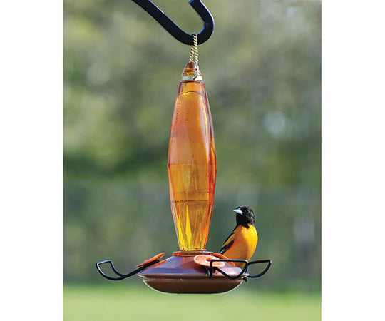 ORIOLE FEEDER- CUT GLASS AMBER
