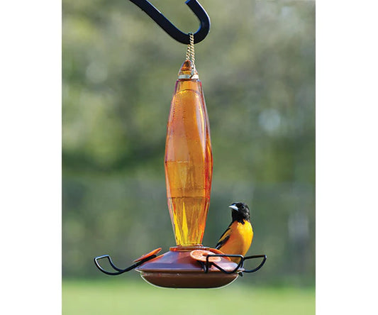 ORIOLE FEEDER- CUT GLASS AMBER
