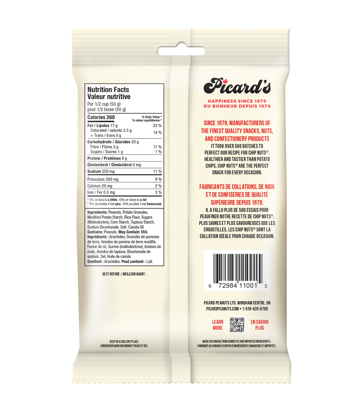 PICARDS ORIGINAL SALTED CHIP NUTS 275G